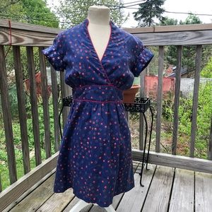 Vintage 70’s OOAK Lanz cotton apple novelty print cottagecore prairie mini dress